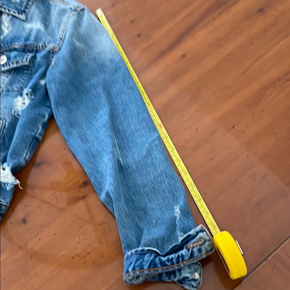 Blue Distressed Jean Jacket Relaxed Fit - Picture 10 of 11